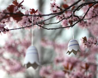 Flower bells (6 pieces), porcelain, Easter bouquet, Christmas tree decoration, garden decoration, spring, design