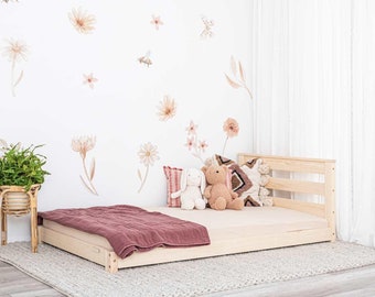 Lit cabane avec tiroir, Barreaux de Sécurité, lit enfant, lit cabane enfant, lit cabane, lit Montessori, lit enfant bois, lit au sol - LUNO