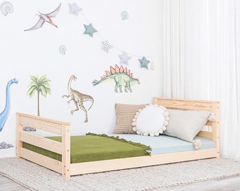 Lit cabane avec tiroir, Barreaux de Sécurité, lit enfant, lit cabane enfant, lit cabane, lit Montessori, lit enfant bois, lit au sol - LUNO
