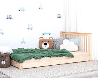 Lit cabane avec tiroir, Barreaux de Sécurité, lit enfant, lit cabane enfant, lit cabane, lit Montessori, lit enfant bois, lit au sol - LUNO