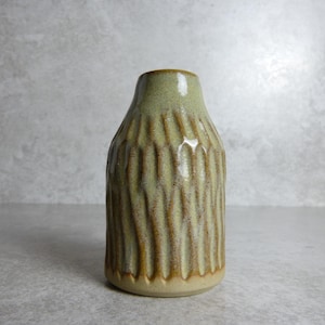Carved Bud Vase in Green Haze