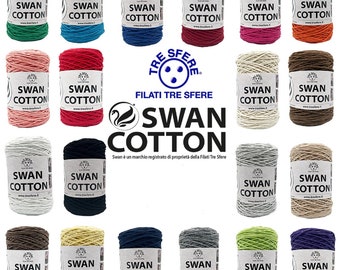 Cordon à trois boules Swan® Cotton 250 gr. 250 m. x sacs et diverses aiguilles à crochet 2/4