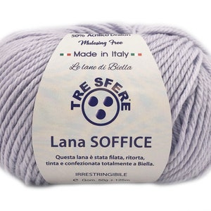 Ovillo de Lana Suave Tres Esferas Made in Italy 50 Lanas 50 Dralon 125 m. agujas o ganchillo 4/5 PERLA LS118-31