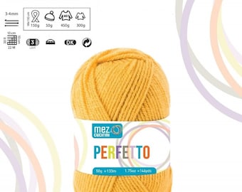 1 pelote de laine Perfetto (de chez MEZ) 133 m. 100% acrylique (100 couleurs)