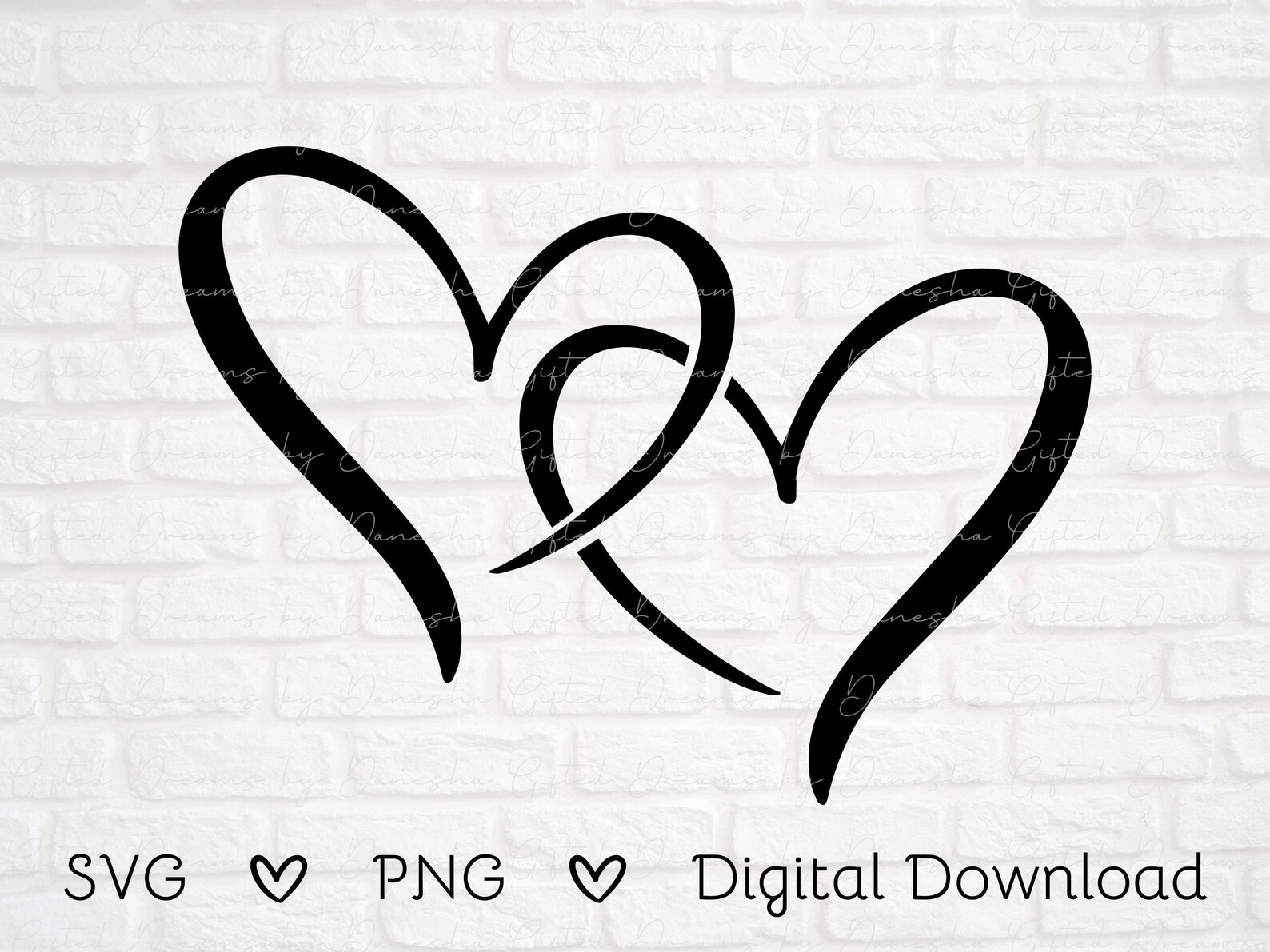Double Hearts Clipart SVG & PNG Cut File - Etsy