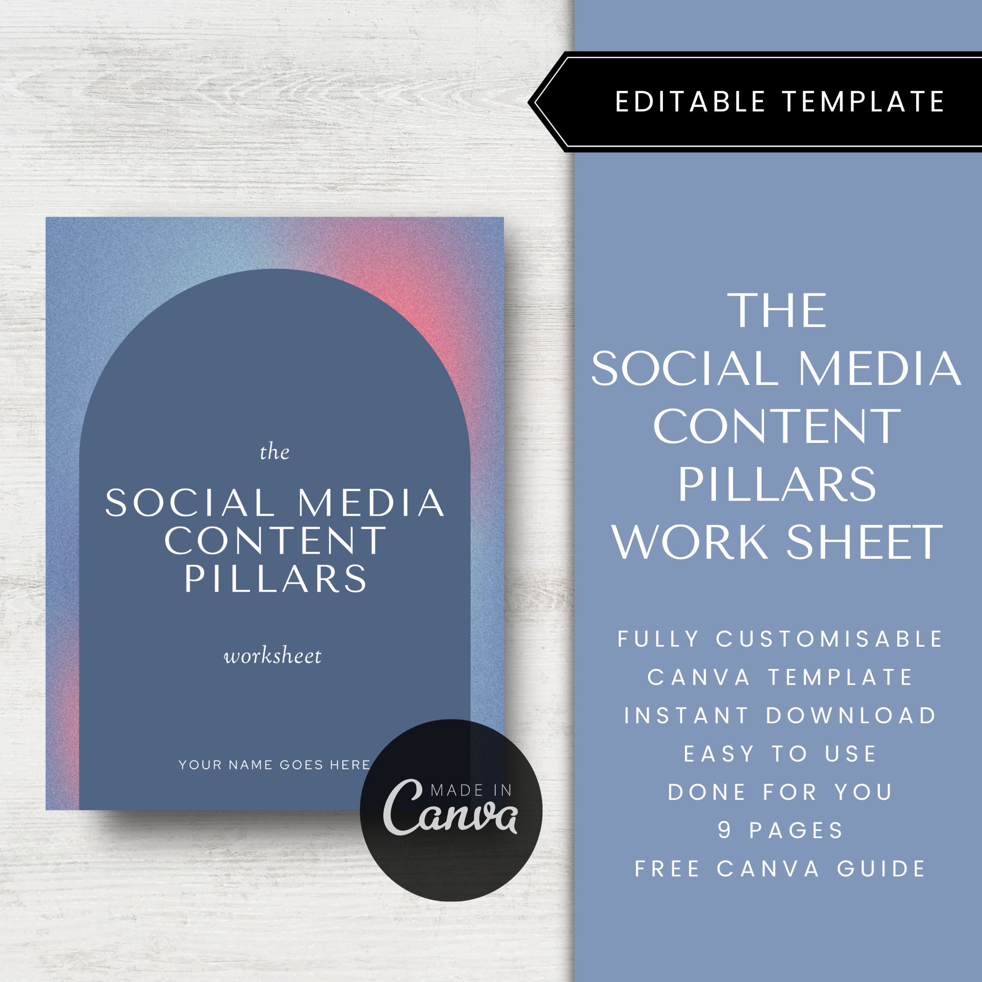 Content Pillar Worksheet Social Media Content Creation Guide Content ...