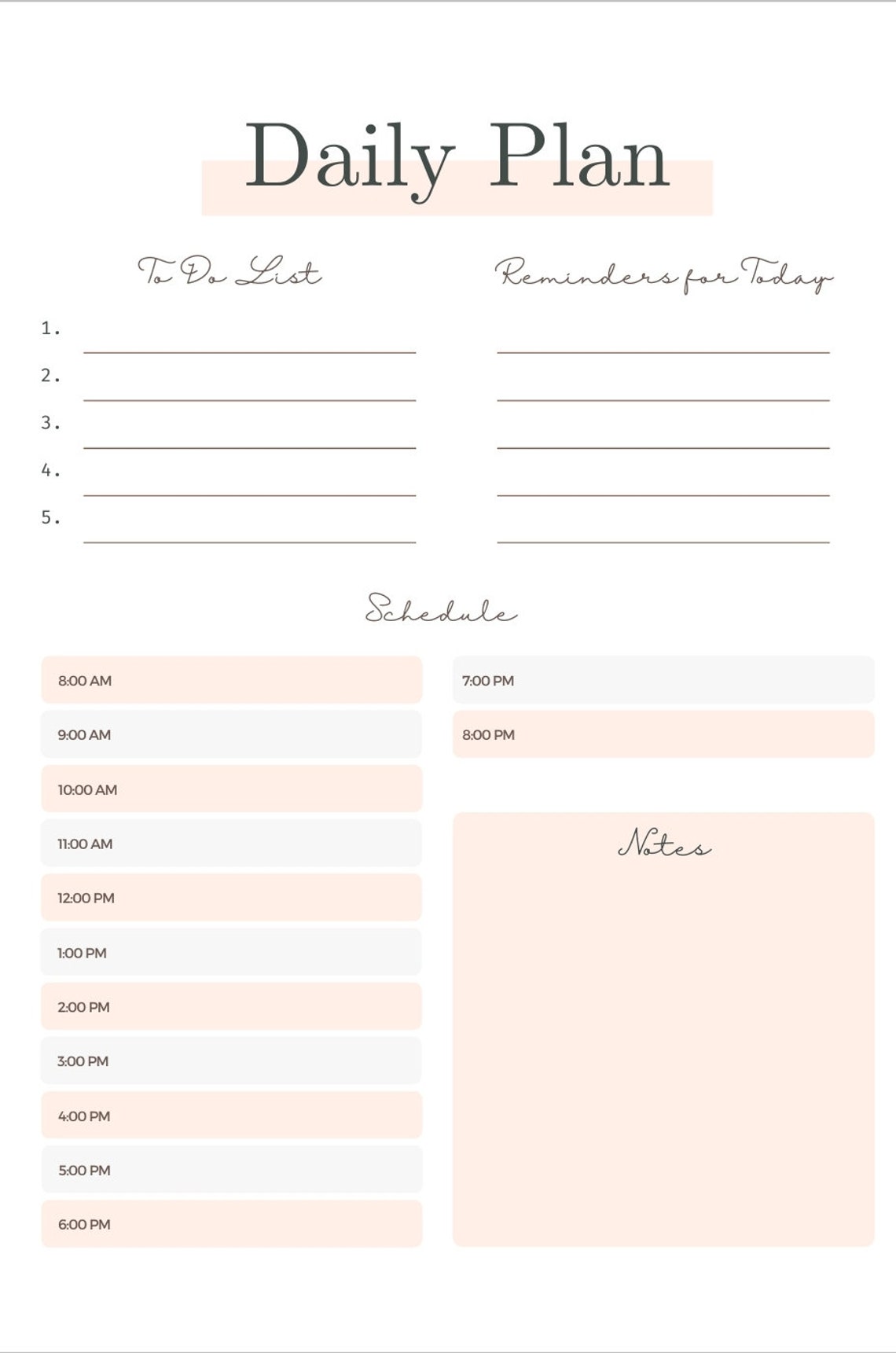 Elegant Printable Daily Planner - Etsy