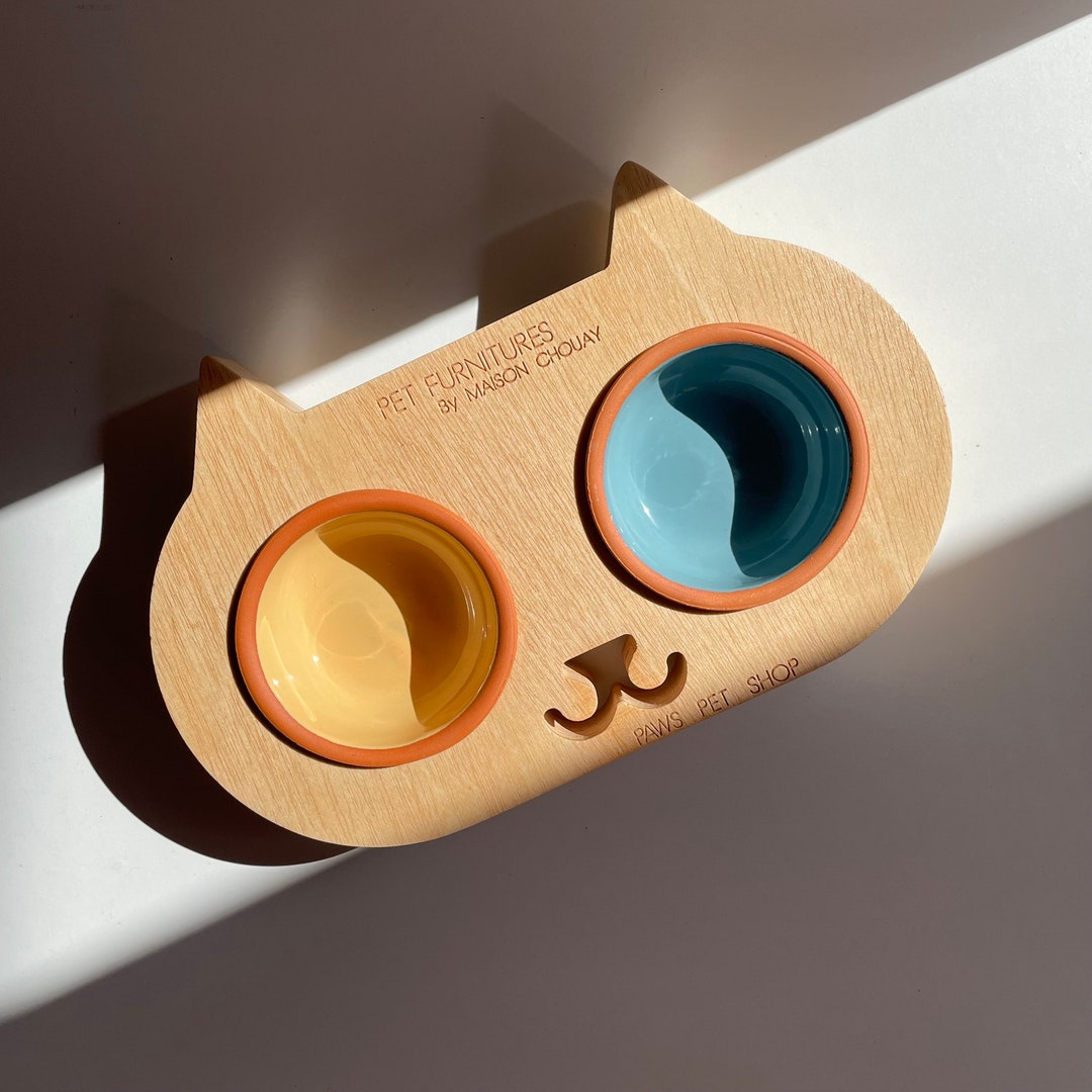 Personalized Wood Pet Bowl Stands Cat Feeding Table Cat Etsy