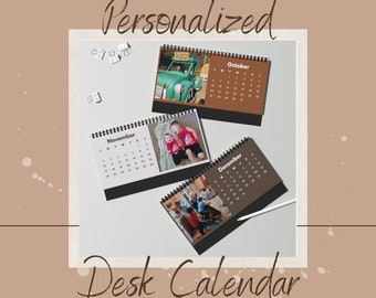 Personalize and Cherish Your Year with Our Custom 10" x 5" 2024 Mini Desk Calendar - Perfect Christmas Gift for Home or Office Decor!