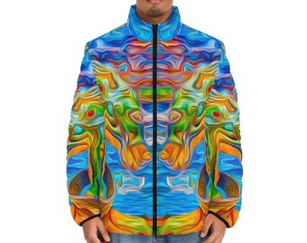 Men's Puffer Jacket (AOP), All Over Print Puffer Jacket, Puffers, Streetstyle, Streetwear, Urban Chic Fashion, Electric Horse