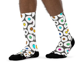 Designer Socks, Unique Socks, Socks for Artists, Streetwear, EDM Socks, Rave Socks, Urban Chic Socks, Creative Socks, Dots and Spirals