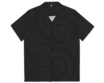 Men's Hawaiian Shirt (AOP), Street Style, Beach Wear, Resort Wear, Comfort Style, Urban Chic Shirt, Black Spiral