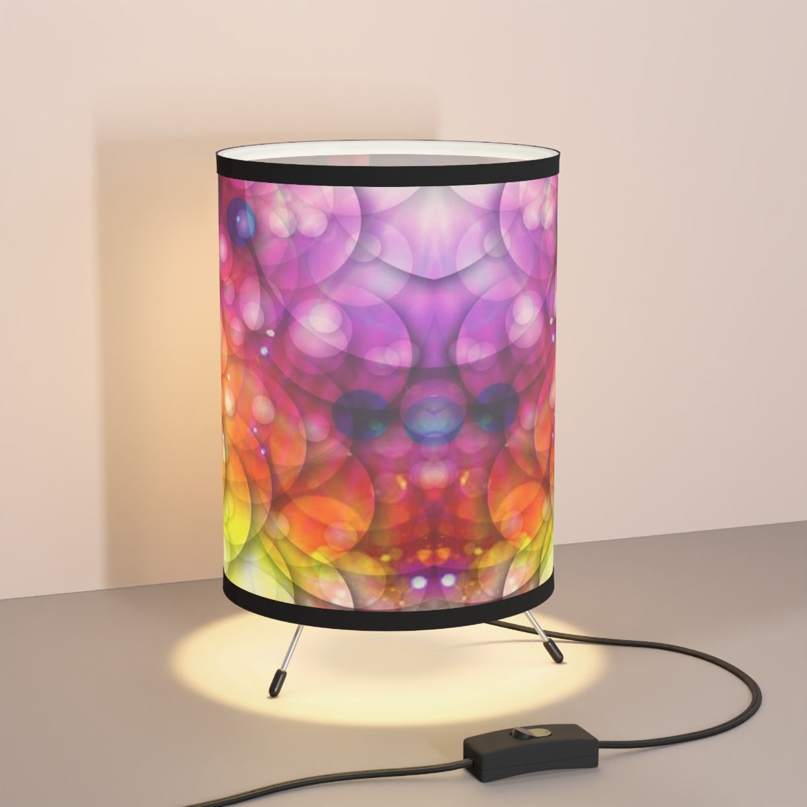 Tripod Lamp With Highres Printed Shade USCA Plug Urban Chic Etsy