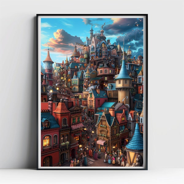 WOODEN PUZZLE - Magical City Seek Like Puzzle (1)  - free poster included (A3 - 12x16") - 120pc - 300pc - 500pc - 1000pc available