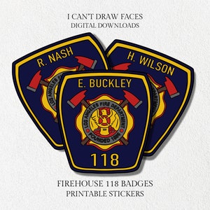 Firehouse 118 Badge Stickers | 9-1-1 | Digital Download | Firefighter Badge | Cosplay Stickers | Digital Sticker Download | Character Badges