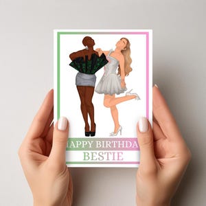Happy Birthday Bestie Printable Card | Birthday Cards | Pink Card | Ariana Fanart | Ariana Birthday Card | Wicked | Faceless Art