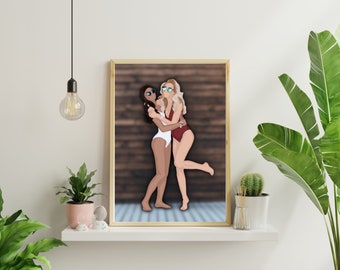 Custom Best Friends Faceless Portrait | Digital Portrait | Custom | Digital Art | Artwork | Faceless Portrait | Digital Portrait from Photo