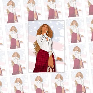 Cowboy Carter Plaid Outfit Digital Poster | Concert Posters | Digital Download | Tour Posters | Faceless Art | A4 Poster | Fashion Inspired