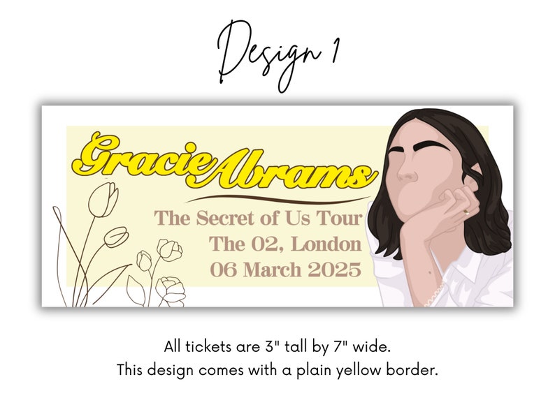 Custom Gracie Abrams Tour Tickets Concert Keepsake Tour Ticket Tour