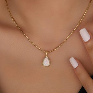 Iridescent Opal Necklace, 14K Gold Or 925K Sterling Silver Teardrop
