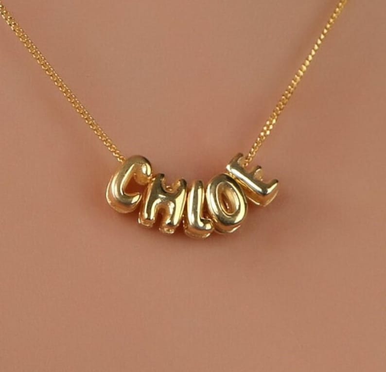 Personalized 3D Letter Necklace, Custom Bubble 3D Initial Charm, 3D Letter Necklace, Bubble Name Necklace, Personalized Jewelry,Gift For Her image 1