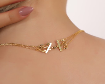 14K Solid Gold Layered Necklace Clasp, Multi Necklace Separator, Detangler Layering Clasp, Untangle Layered Necklaces Detangler