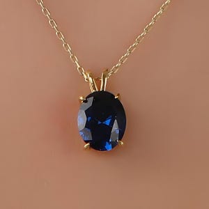 Sapphire Oval Necklace, September Birthstone Necklace, Solid Gold and Solitarie Silver Necklace, Solitaire Necklace, Minimalist Necklace