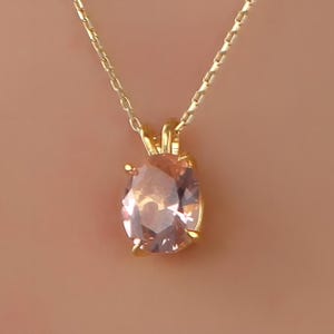 Nano Morganite Oval Cut Necklace, Birthstone Necklace, Solid Gold and Solitarie Silver Necklace, Solitaire Necklace, Minimalist Necklace
