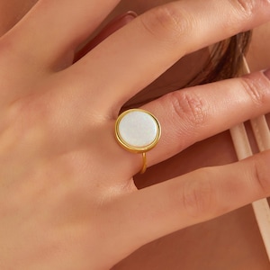 Opal Ring, Oval White Opal Ring in 14K Gold, Opal  Ring in Silver, Everyday Ring For Women, October Ring