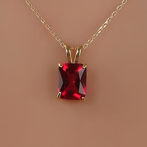 Ruby Necklace, July Birthstone Necklace, Solitarie Silver Necklace, Solid Gold Necklace, Solitaire Necklace, Minimalist Necklace