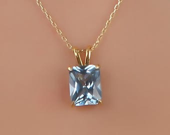 Strahlende geschliffene Silber Aquamarine Halskette, März Birthstone Halskette, Sterling Silber Halskette, Braut Halskette, Minimalist Halskette