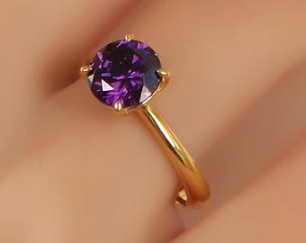 Sterling Silver Solitaire Ring, Elegant Minimalist Style
