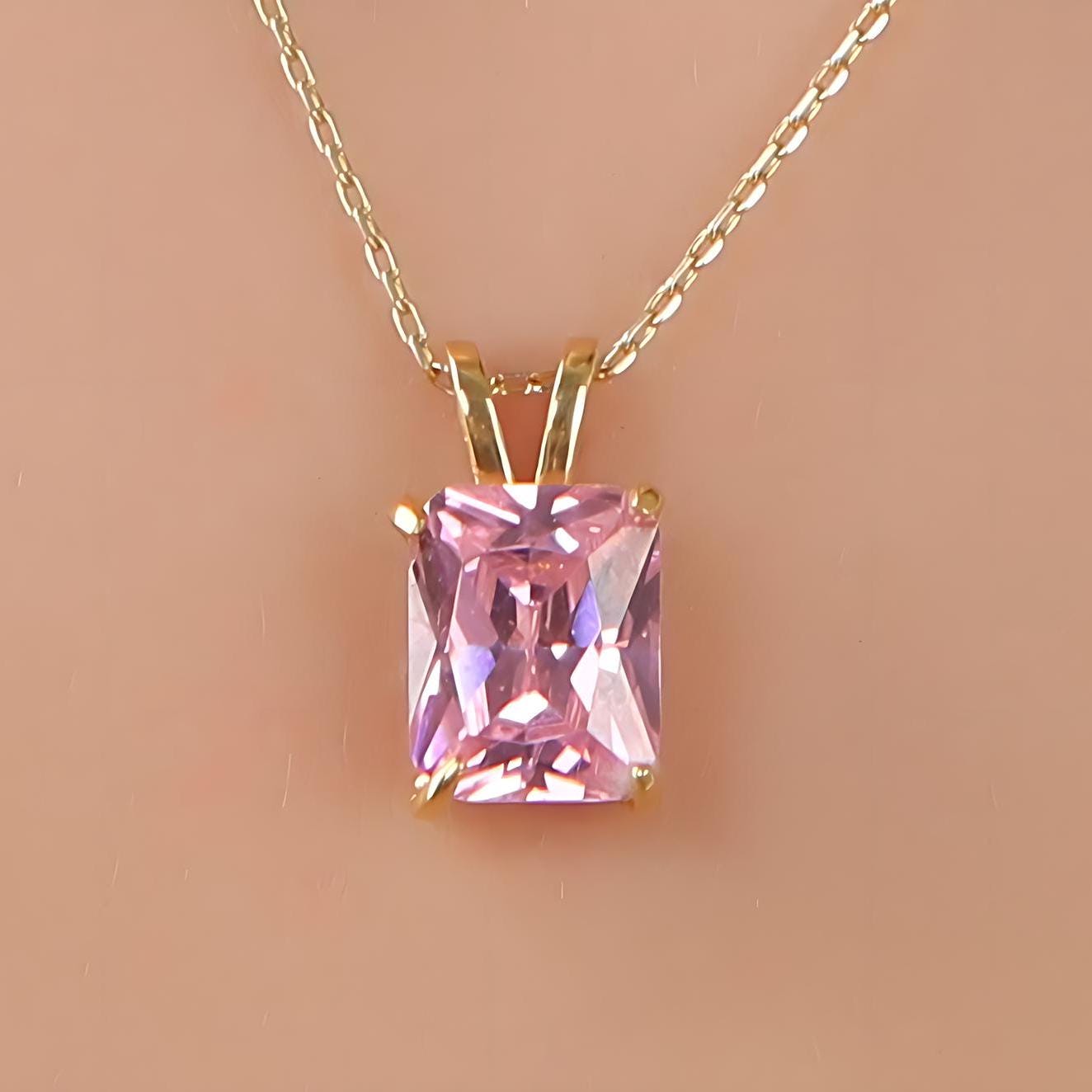 Pink Tourmaline Necklace, October Birthstone Necklace, Solitarie Silver Necklace, Solid Gold Necklace, Bridal Necklace, Minimalist Necklace