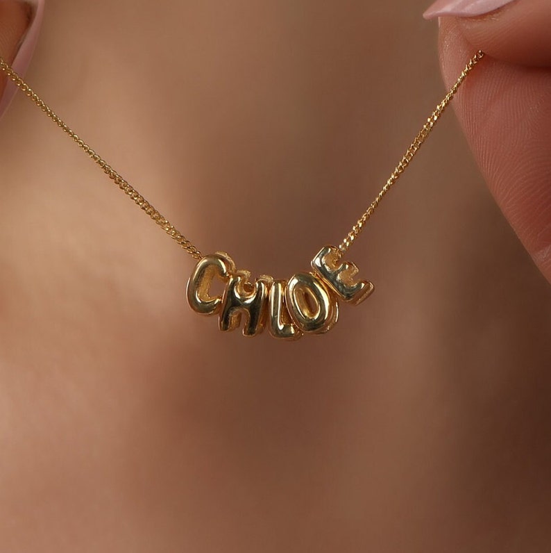 Collana con lettera 3D personalizzata, fascino iniziale bolla 3D personalizzata, collana con lettera 3D, collana con nome bolla, gioielli personalizzati, regalo per lei immagine 4