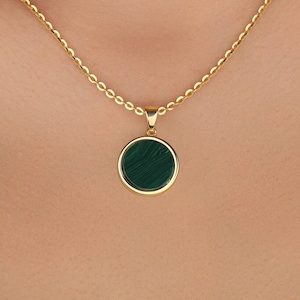 Malachite Necklace, Silver Malachite Necklace, Malachite Jewelry, Gold Malachite Necklace, Everyday Necklace For Women, 14k Malachite