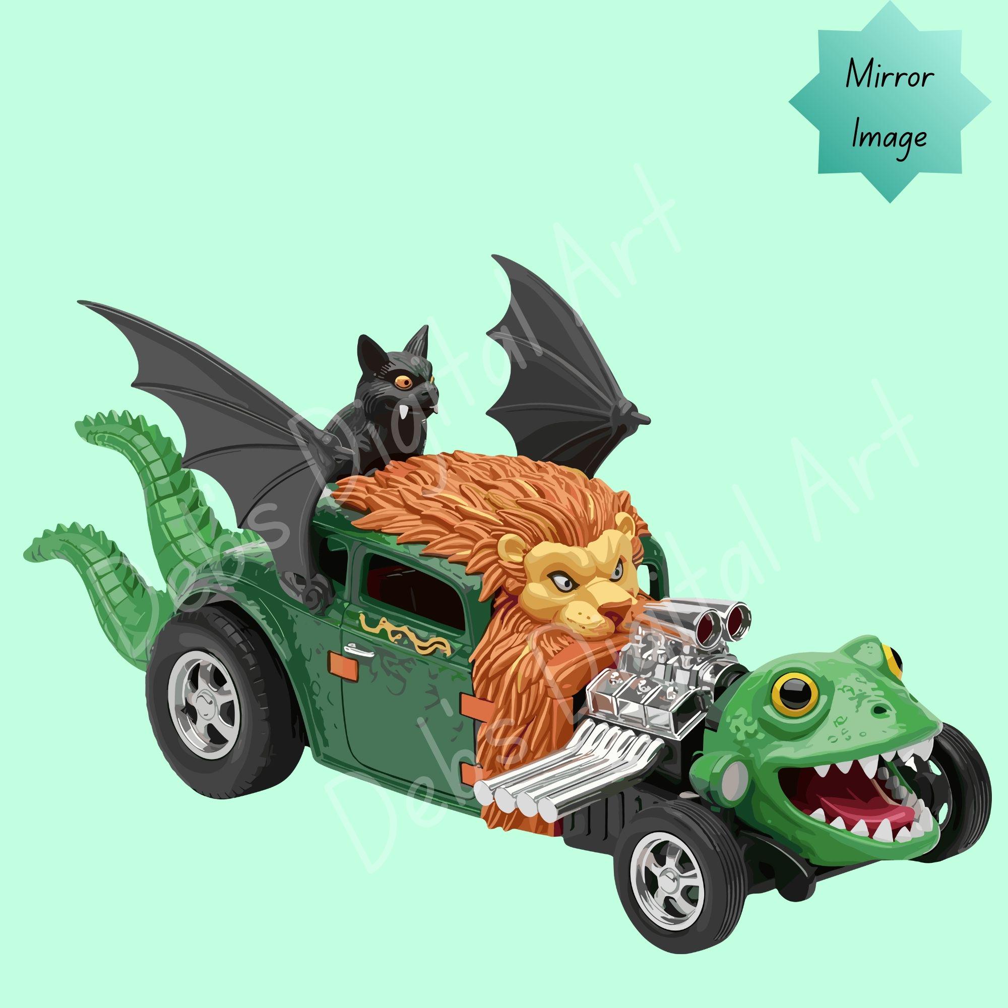 Lizard Hot Rod Fantasy Animal Hot Rod Clipart: Lizard Lion Bat Car With Engine, (svg ...