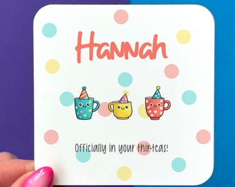 Officially in your thir-teas, personalised 30th birthday gift, funny gift for thirtieth
