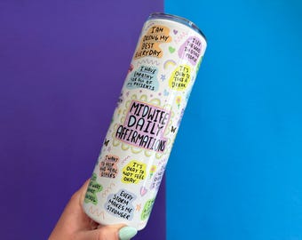 Midwife Affirmation Tumbler - 20oz Positive Quote Bottle Gift
