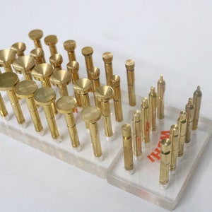 34 Brass DOP Sticks Set | 2mm to 18mm Positive & Negative | 6mm x 50mm for Gemstone Faceting | Lapidary Tools for Cutting and Polishing