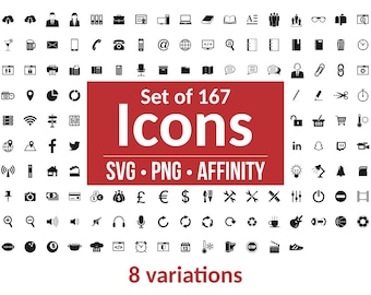 167 Icon Set: Vector Silhouette Clipart (SVG, PNG)