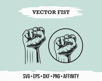 Fist Silhouette Vector Pack, SVG EPS DXF Affinity Files, Digital Download, Vector Art