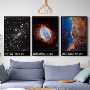 NASA Deep Field Set Of 3 - James Webb Space Telescope - Carina Nebula - Wrapped Framed Canvas - Rolled Canvas - Photo/Poster Print