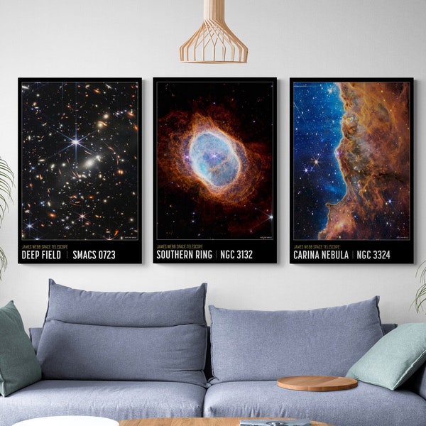 James Webb Telescope Nebula Print Set – Deep Field, Carina, Southern Ring