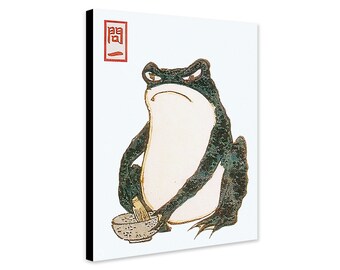 Vintage Angry Frog - Japanese Art by Matsumoto Hoji - Wrapped Framed Canvas - Rolled Canvas - Photo/Poster Print