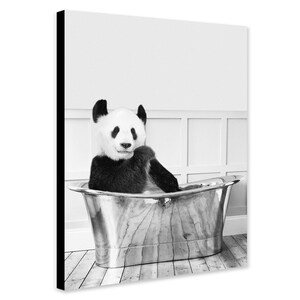 Panda in Bath - Funny Bathroom Wall Art - Wrapped Framed Canvas ...