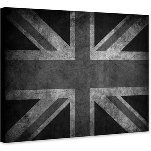 Union Jack - United Kingdon - Black And White Wall Art - Wrapped Frame Canvas - Rolled Canvas - Photo/Poster Print