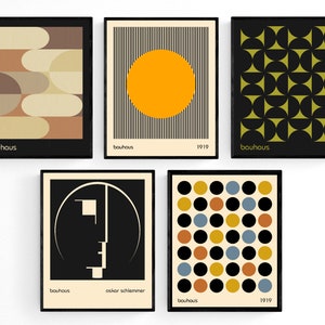 Bauhaus Wall Art - Set of 5 Images (10" x 8" | Unframed) Rolled Prints|Canvas - Bauhaus Poster - Minimalist Wall Art - Abstract Wall Art