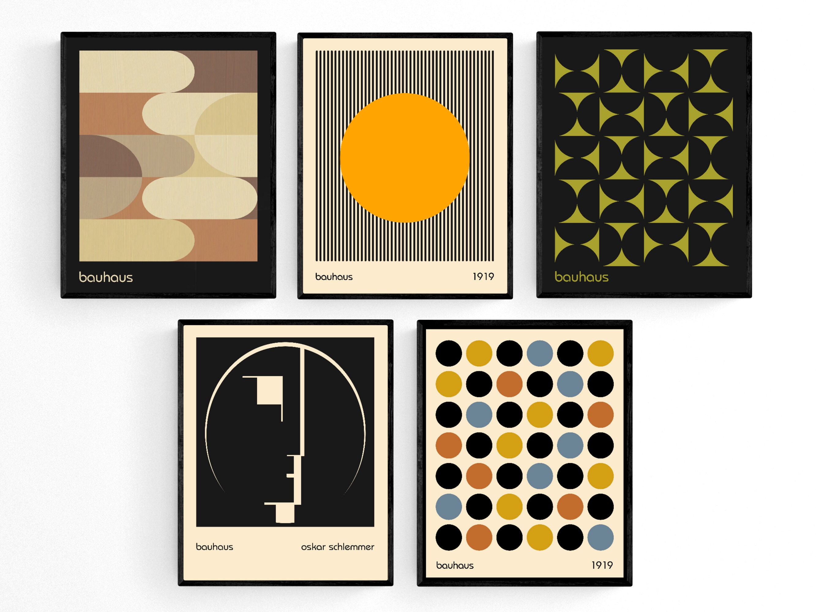 Bauhaus Art Prints - Set of 5 Minimalist Abstract Posters (10