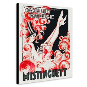 Moulin Rouge Mistinguett Vintage Cabaret Wall Art - Wrapped Frame Canvas - Rolled Canvas - Photo/Poster Print