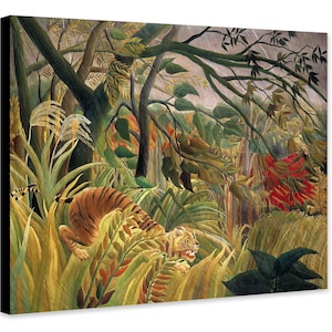 Tiger im tropischen Sturm von Henri Rousseau 1891 - Eingewickelte Rahmenleinwand - Gerollte Leinwand - Foto/Posterdruck